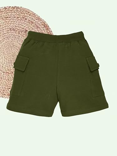Image of KiddoPanti Boys 100% Cotton Knitted Above Knee Length Basic Cargo Shorts