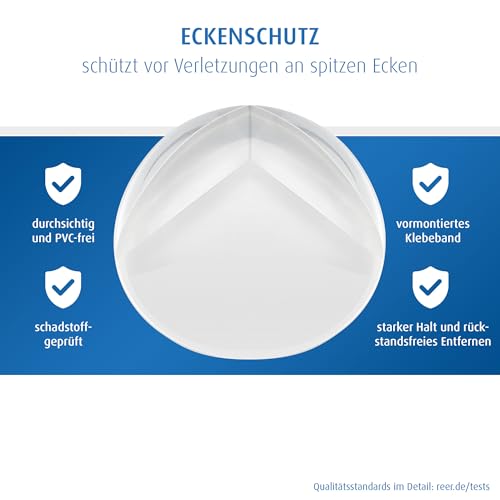 reer Eckenschutz Baby, TPE, PVC-frei, selbstklebend, 4 Stück, Transparent – Ansicht 3