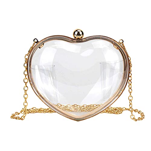 Buddy Supplies Women Acrylic Transparent Clutch Purse Heart Shape Shoulder Bag Party Chain Handbags Buddy Supplies Women Acrylic Transparent Clutch Purse Heart Shape Shoulder Bag Party Chain Handbags