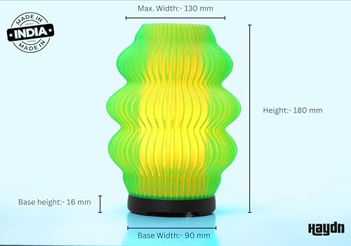 Image of Haydn Modern Table Lamp for Bedroom & Living Room | Aesthetic Ribbed Glass Design | Warm LED Light | Bedside Night Lamp for Home Decor & Kids Room | Clear Green | Pack of 1