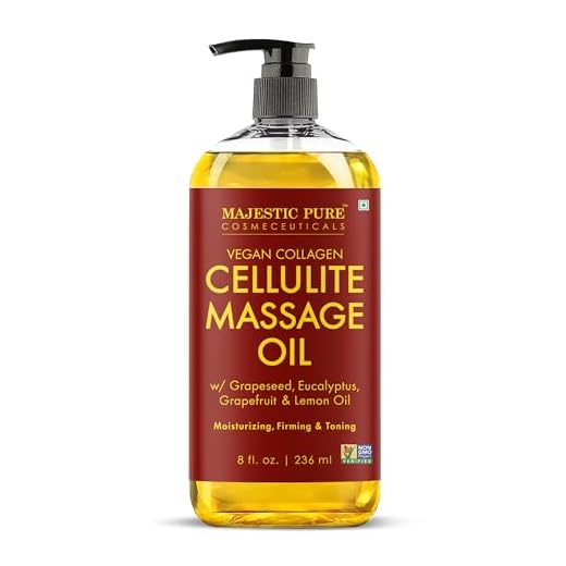 Majestic Pure Cellulite Massage Oil with Vegan Collagen, Body Oil 8 fl oz