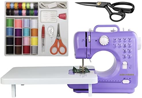 Astrowinter Mini Sewing Machine (Extension stand, Sewing Supplies set, Dressmaking Scissors included) - Electric Overlock Sewing Machines - Small Household Sewing Handheld Tool AW-005-A8