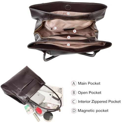 Image of LAORENTOU Women Crossbody Handbags Genuine Leather Satchel Handbags for Women Top-handle Shoulder Tote Purses