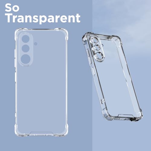 Image of Amazon Basics Back Cover for Samsung Galaxy M56 5G PC + TPU Clear Transparent Raised Edges Shockproof Protective Phone Bumper Case(Transparent)
