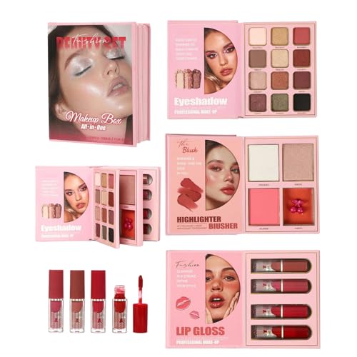 Paleta de Maquillaje Multicolor | Rubor Plegable De Larga Duración Con Acabado Profesional - Paleta De Rubor E Iluminador | Para Novias Maduras Bodas Fiestas Oficinas Citas Viajes Y