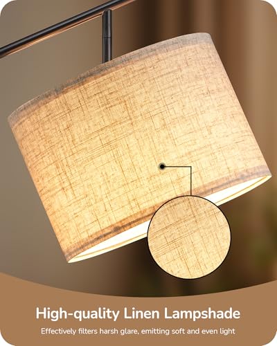 Image of EDISHINE Black Gold Modern Floor Lamps for Living Room, Arc Standing Lamp | Bulb Included, 3 Color Temperatures, Flexible Lampshade, Foot Switch, Weighted Base, Tall Light for Office, Bedroom