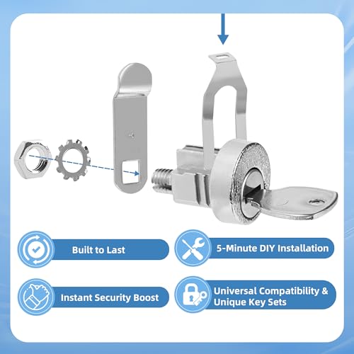 Image of NBPLUS 10 Pack Mailbox Lock for L-1172C, USPS Mail Box Latch Tool Box Lock, C9100 Letterbox Lock with 3 Keys and C7120 Cam Replacement Accessories, Nickel Finish
