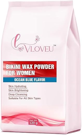 VLOVEU- Ocean-Blue Bikini Wax Powder for Women - 120g (pack of 4) | 5 Minutes Painless Herbal Wax Powder for Hair Removal