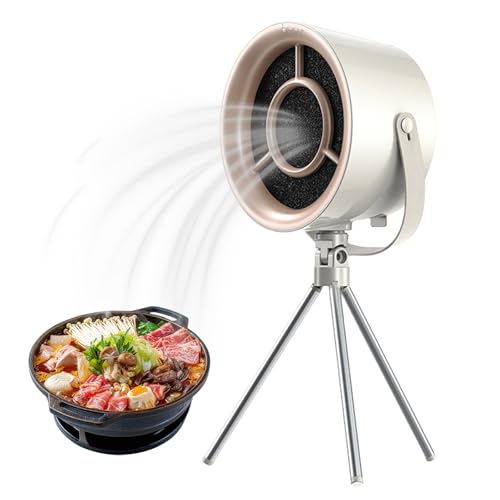 BORDEAG Tragbare Dunstabzugshaube, Tragbare Abzugshaube mit Stativtyp, Mini-Dunstabzugshaube mit 3 Geschwindigkeiten, Desktop Range Kapuze, Küchen-Abluftventilator für Camping Grill Reise (Cremeweiß)