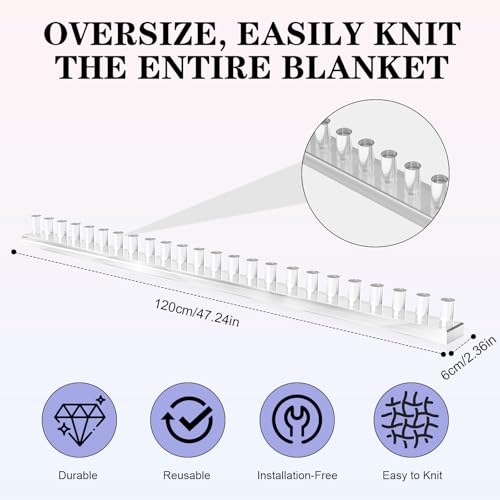 Image of 47 inch Acrylic Chunky Blanket Loom DIY Throw Blankets Knitting Loom Installation-Free, No Needles Required, Beginner-Friendly Yarn Craft for Home Decor
