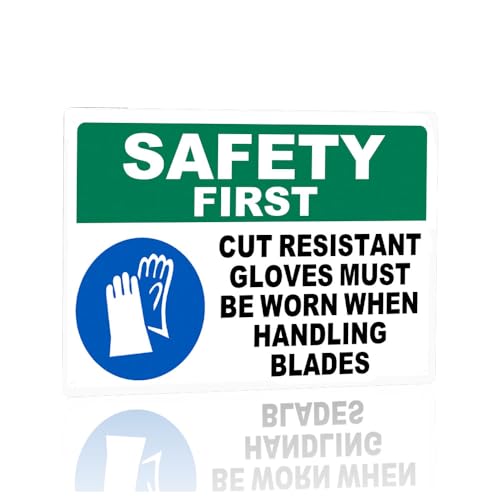 Safety First Warning Sign Aluminum Cut Resistant Gloves Required Handling