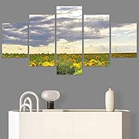 SIGNWIN 5 Panel Canvas Wall Art Modern Art Bohemian Bouquet Colorful Cool Floral Group Multicolor Photography Realism for Home Decorations Ready to Hang - 60