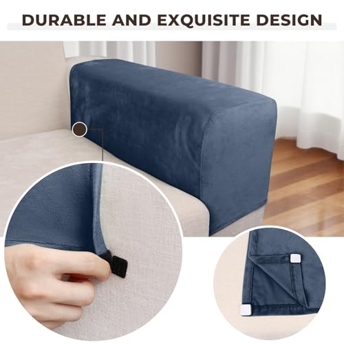 Image of Couch Arm Covers 2 Pcs Sofa Armrest Covers Stretch Couch,Armrest Cover for Chairs Scratch-Resistant Sofa Arm Cover Armchair Slipcovers,Berlin Blue