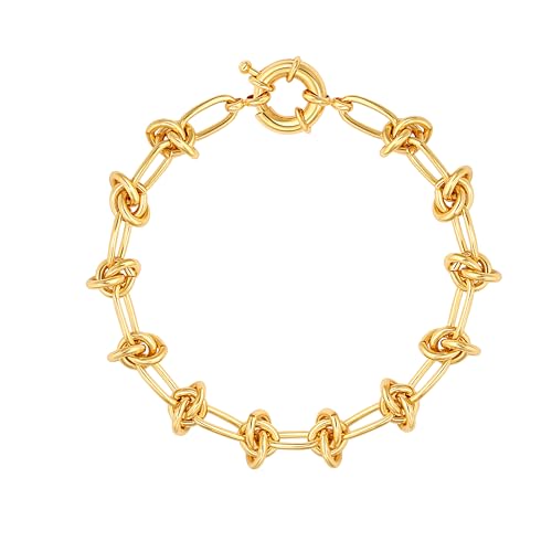 SOFYBJA 18k Gold Plated Personalized Chunky Cuban Oval Link Chain Bracelets for Men Toggle Rope Bracelet Jewelry for Women