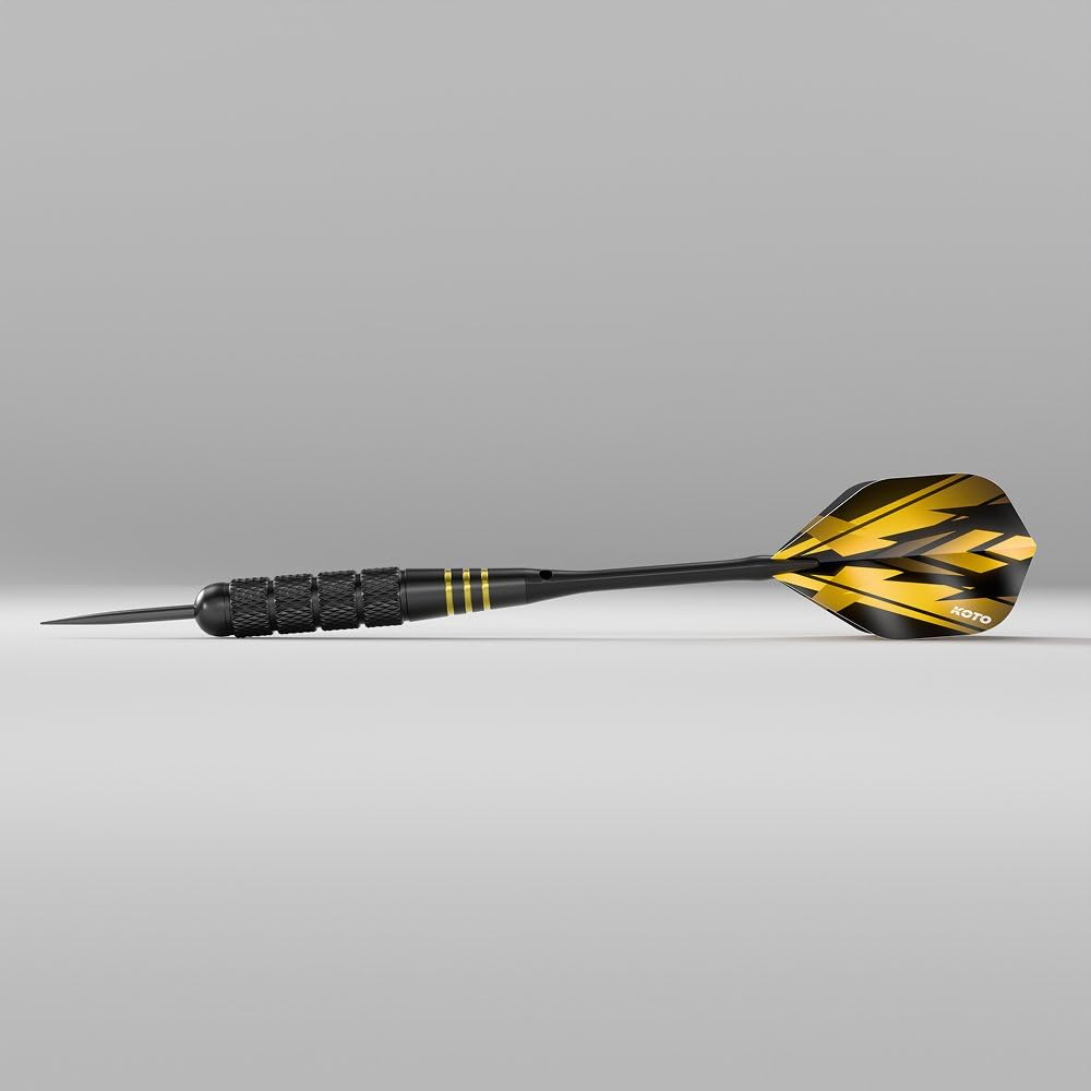 KOTO darts KOTO - Mosiężny zestaw multi wraz z 4 zestawami rzutek z mosiądzu powlekanego na czarno (23 g), 4 zestawy lotek (100 mikronów) + czarne aluminiowe trzonki walizka