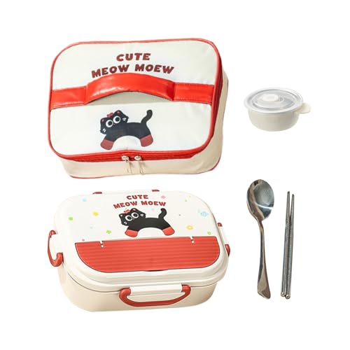 Caja De Comida Para Niño,Contenedores De Almacenamiento De Alimentos De Acero Inoxidable Con Utensilios | Caja De Comida Hermética Microondas Con Bolsa De Transporte - Para Picnic Camping Oficina