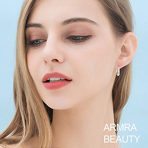 Lightweight Teardrop Gold Hoop Earrings for Women - Chunky 14k Gold Plated Pull Through Earrings Huggie High Polished Statement Jewelry Gift for Women trendy Black2