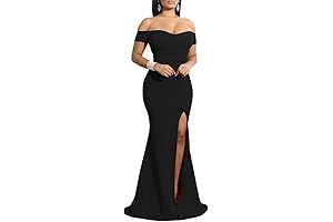 Women's Off Shoulder High Split Long Formal Party Dress Evening Gown