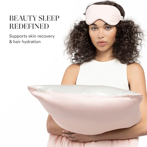 Image of Clementine Sleepwear Essentials Organic Queen Size Pillowcase Ballet Pink | Two-Tone Bamboo and Silver Ion Silk for Acne-Prone Skin, Anti-Aging, and Hydrated Hair and Skin
