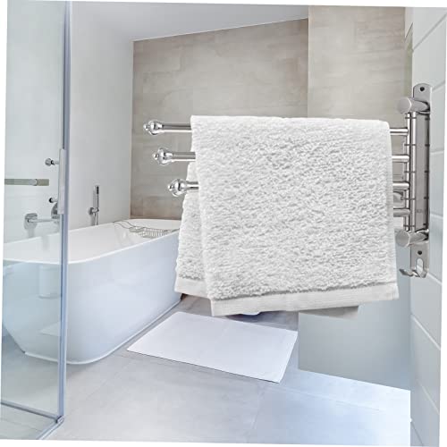Porte serviettes mural inox sans perçage à double barre pivotante - 8