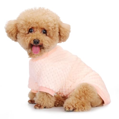 Fuzzy Pineapple Grid Dog Sweater - Ultra Soft & Warm Winter Pet Apparel, Fluffy Textured Knit for Small, Medium Dogs and Cats, Cozy Pullover Dog Coat for Cold Weather.Pink S