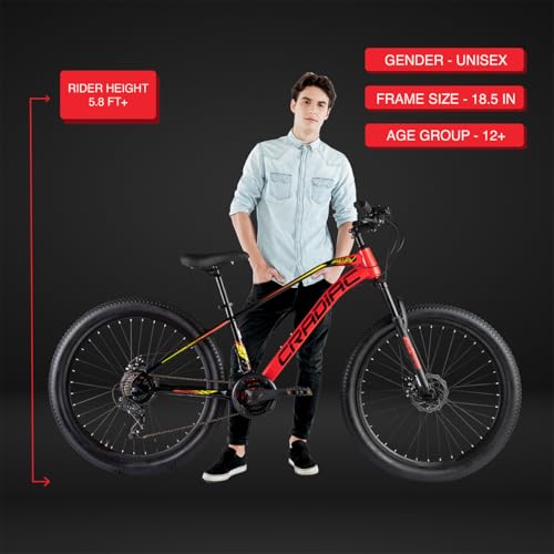 Image of CRADIAC - XC 90 X7 Gear Cycle 21 Speed | Cycle for Adults /Boys /Men |bycycles for Mens Adult 29 inch inches|Gear Bicycle for Boys 12 to 15 Years | Mountain Cycle with Dual Disc, Suspension Fork| MTB 29T
