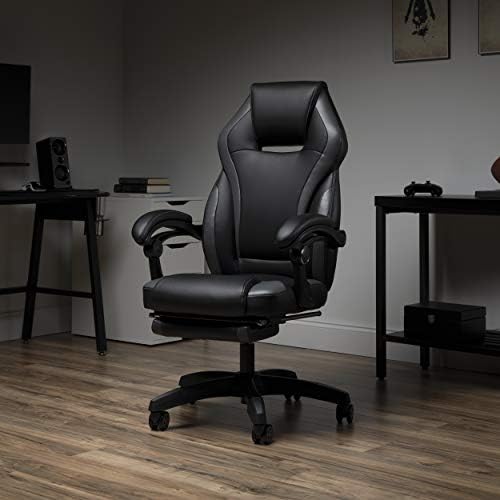 OFM ESS Collection Reclining Gaming Chair with Footrest, Bonded Leather, Gray