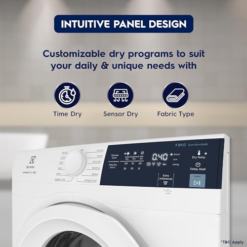 Image of Electrolux 7.5KG Fully Automatic Vented Clothes Dryer Machine, Reverse Tumbling, Smart Sensors, Colour Care, Drying Only - No Washing Function, White, UltimateCare 300, EDV754H3WB