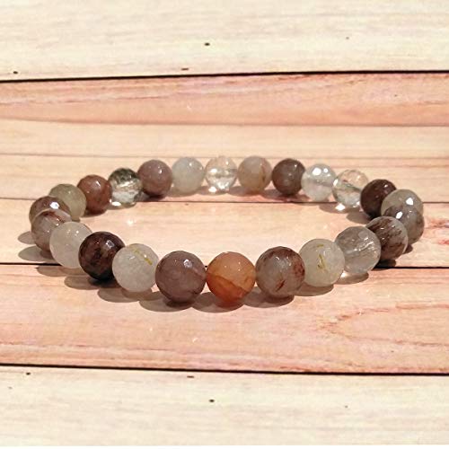 Image of Reiki Crystal Products Natural Crystal Stone 8 mm Faceted Diamond Cut Beads Bracelet for Men & Women | Reiki Charged Gemstone Bracelet | Multiple Stone Variants Available