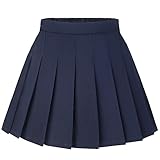 KEREDA Girls Pleated Mini Skirt High Waist Tennis School Uniform Skirts 10-12 Years Navy