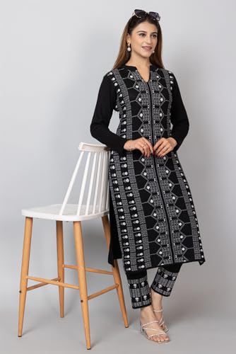 Image of ColorChakra Woolen Kurta Palazzo Set for Womens Winter wear Wool Kurti Sizes M to 4XL