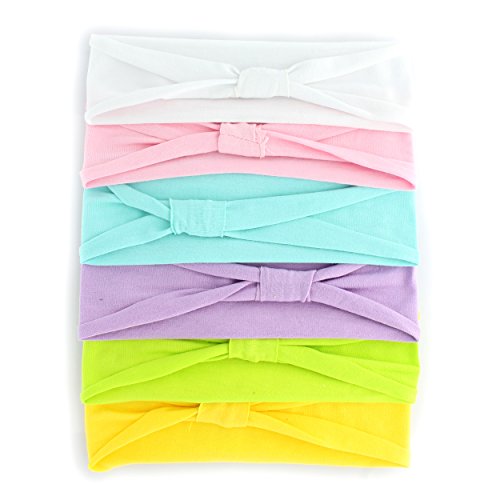 Jersey Cotton Knit Headbands - Child Size - Pastels - 6 Pack