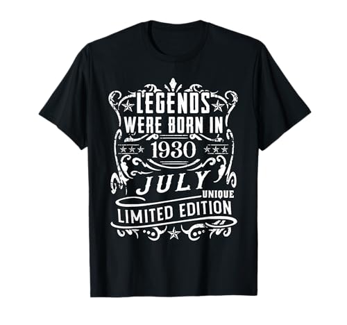 Cumpleaños Julio 1930 Edición Limitada Regalo Legend July Camiseta