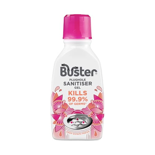 Buster Plughole Sanitiser Gel (Berry) Fast-Acting Sink and Drain Cleaner for Bad Smells and Stains, Kills 99.9% Germs, Freshens Drains & Stainless Steel Sinks, Long-Lasting Scent, 300ml - Made in UK