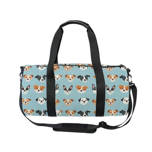 Cartoon Dog Sports Duffel Bag Full Print Stylish Barrel Gym Bag with Large Capacity, Adjustable Strap and Side Zipper Pocket for Fitness Sports Travel and Daily Use2