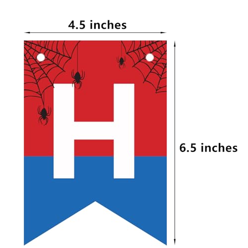 Image of Happy Birthday Banner Bunting, Swallowtail Design Sign for Backdrop Decor, Red and Blue Theme Birthday Decorations for Kids Boys, Hanging Decor 13pcs (Red)