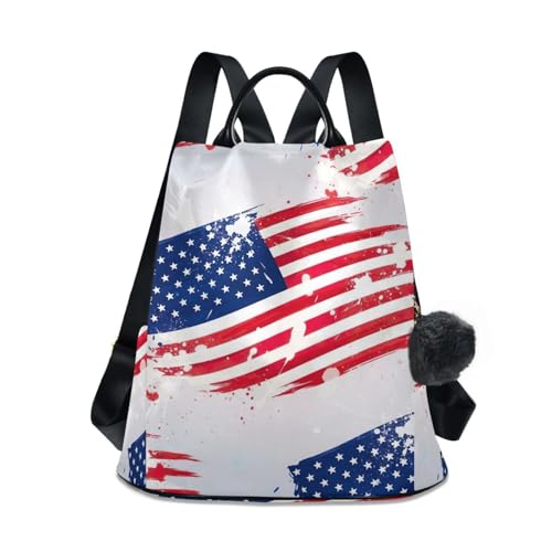 Sac à dos motif drapeau américain pour femme avec poche antivol arrière