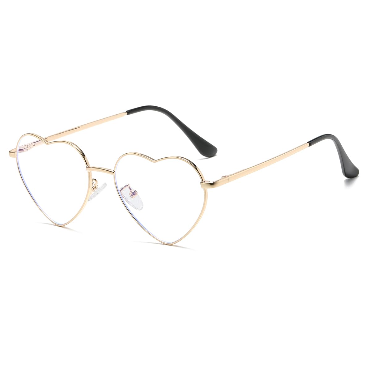 JOVAKIT - Occhiali da vista a forma di cuore con blocco della luce blu, da donna, alla moda, vintage, con montatura in metallo