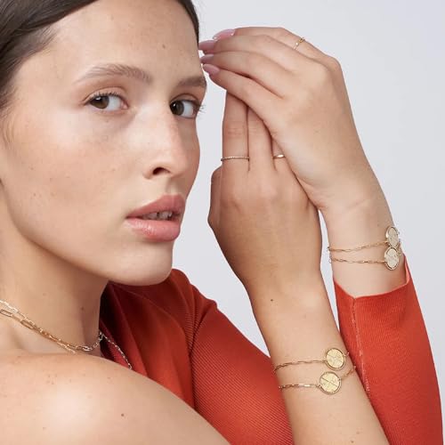 OAK & LUNA - Personalized Engraved Compass Bracelet - Custom Inscription - Dainty Gift for Her, Women - Jewelry for Her, Women, Mom - Diamond Option3