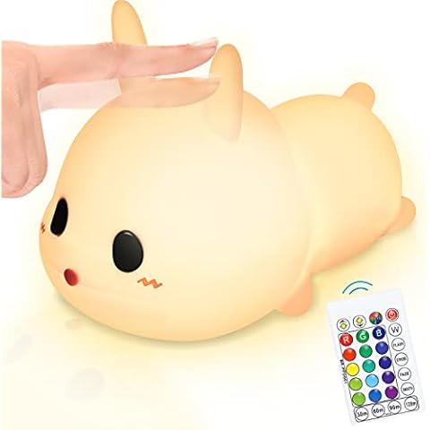 Yakimz Children's Night Light, Rabbit Night Light with Remote Control and Touch Sensor, 8 Colours, Baby Night Light with Timer, Rechargeable, for Bedroom, Living Room Cover