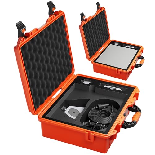 EAZUSE Orange Starlink Mini Case, Hard Waterproof Travel Case for Star Link Mini with Molded Foam for Accessories, Lockable Storage Bag