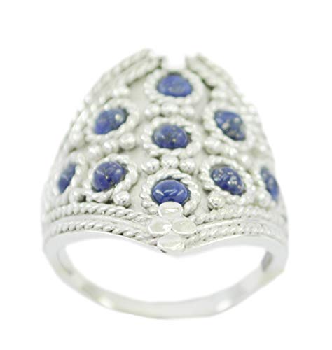 Bague lapislazuli naturel bleu pour un look bohème en argent 925