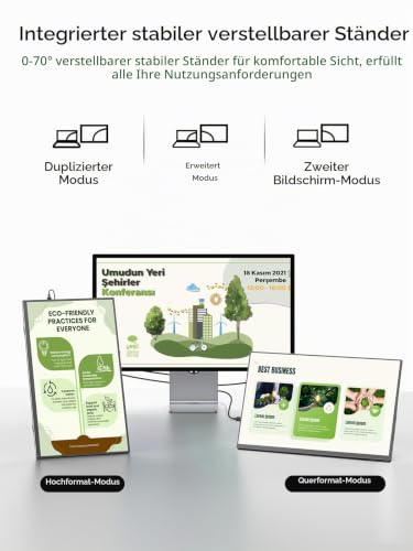 Newsoul Portable Monitor 15,6 Zoll, 1920×1080P FHD IPS 2000:1 Tragbarer Monitor für Laptop mit USB-C & HDMI… – Ansicht 6