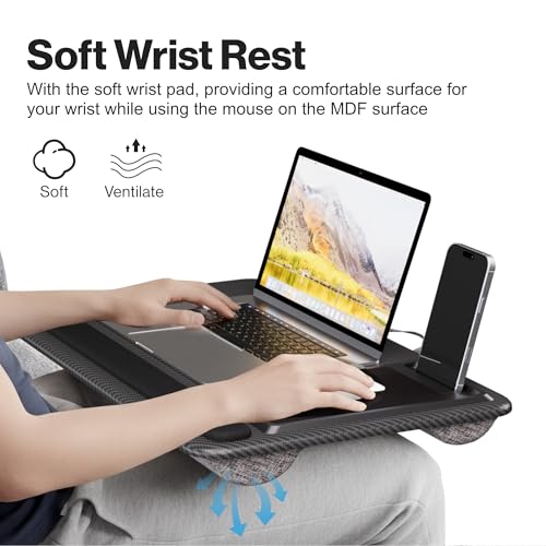 Base portátil de madera para laptop con cojín miniatura 3