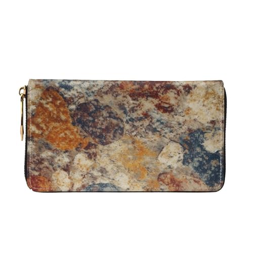 Abstract Granite Women Wallets Leather Zip Around Clutch Purses Waterproof Credit Card Holder With Phone Holder Ladies Travel Coin Purse2