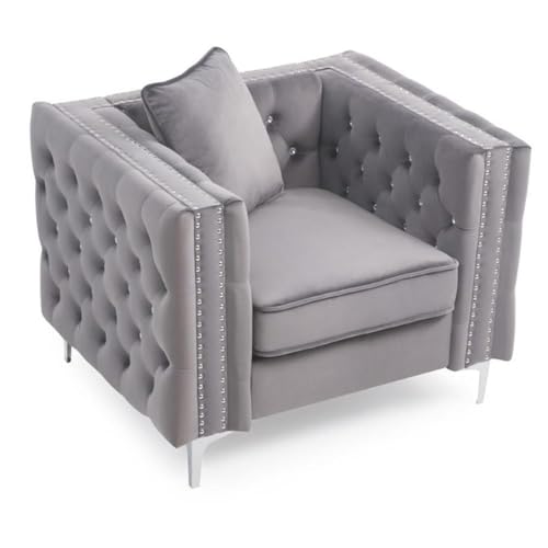 Sillón Plegable Terciopelo Gris miniatura 5