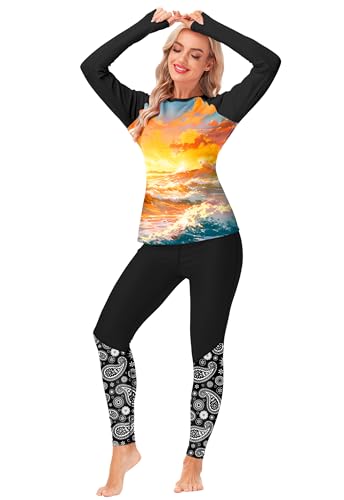 Image of AOBUTE Women Swim Pants UPF 50+ Rash Guard Pants High Waisted Swimming Leggings
