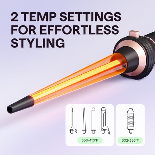 Wavytalk 5 in 1 Curling Iron Set with Curling Brush and 4 Interchangeable Ceramic Curling Wand (0.35"-1.25â), Wand Curling Iron Instant Heat Up, Dual Voltage Hair Curler - Image 7