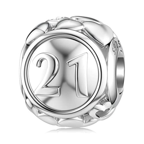 Image of 21 Charm for Pandora 21st Birthday Charm Sterling Silver Bead