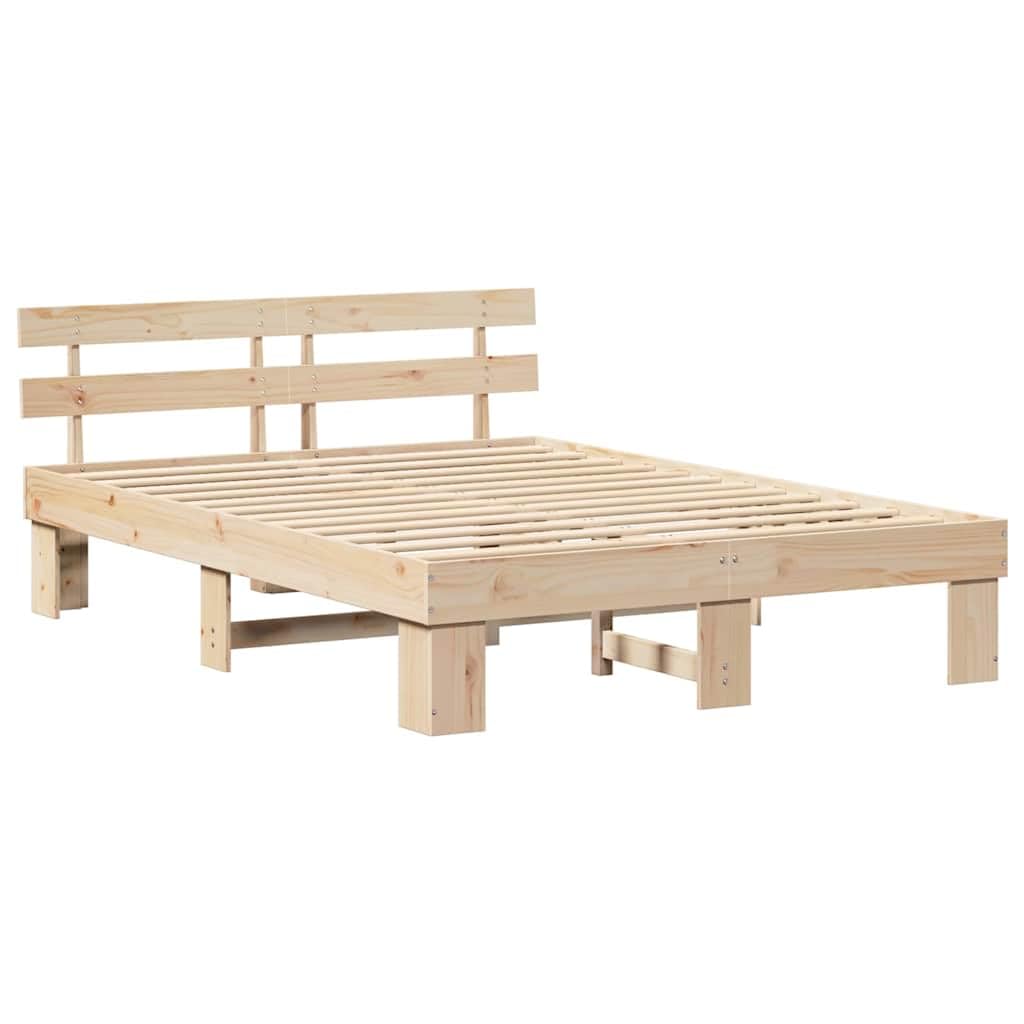 vidaXL Bedframe met hoofdeinde Naturel 160 x 200 cm Massief grenenhout | Genoeg plek onder het bed voor al je spullen, Gemaakt van stevig massief grenenhout, dat lang meegaat,
